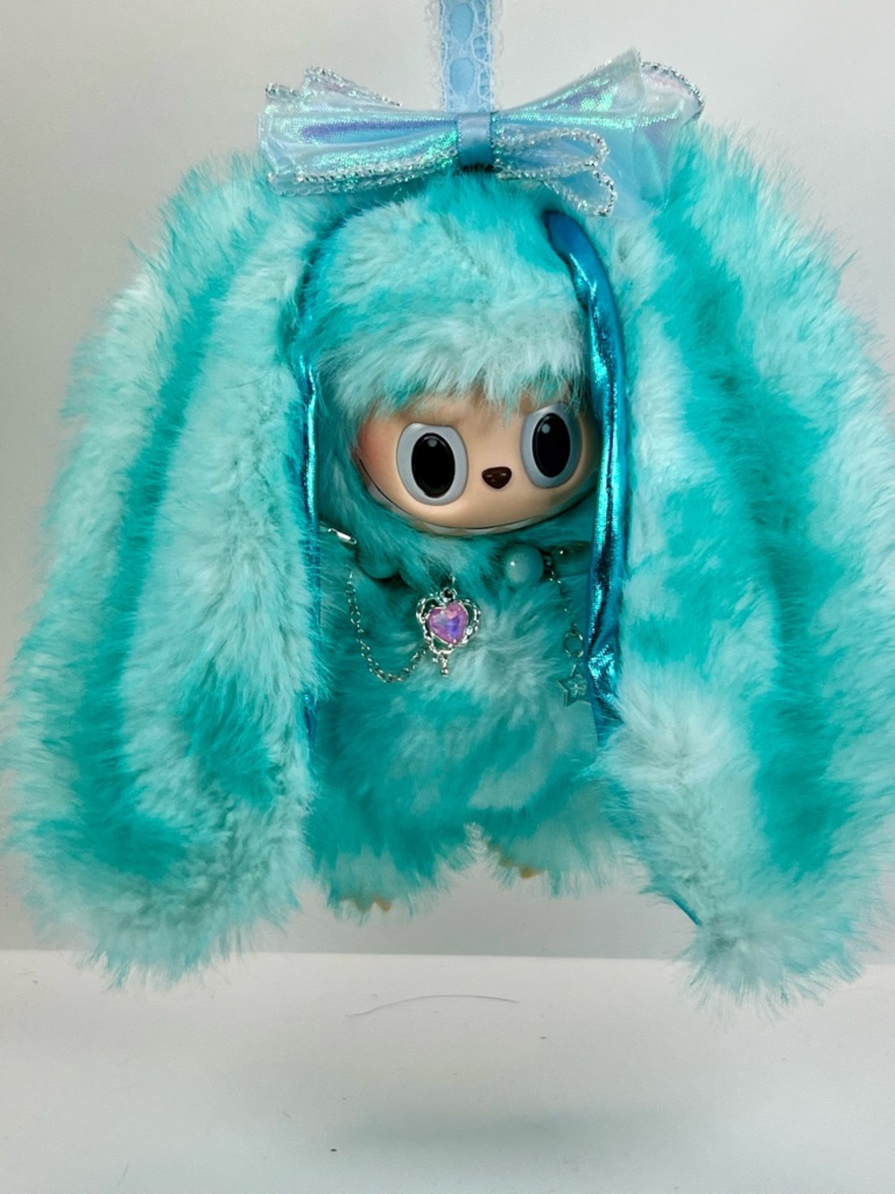 (32) Plush Bunny Doll Bag in Aqua Teal with Bow